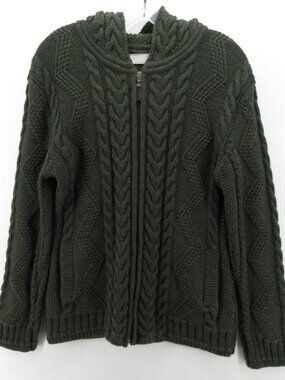 The Woollen Market Sweater Medium Merino Wool Arab Cardigan Cable
